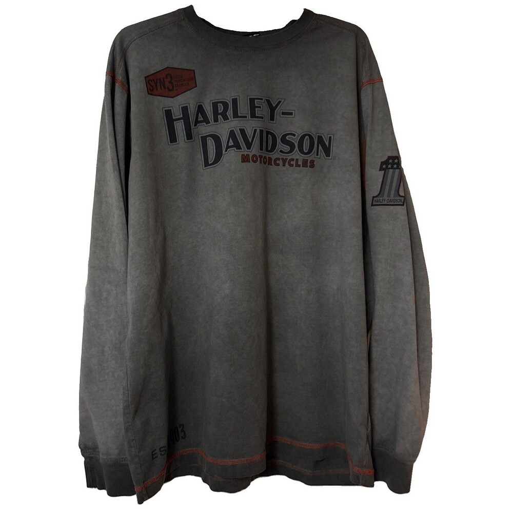 Harley-Davidson Men's Syn 3 Long Sleeve Shirt Size XL Fade-out Black/Gray